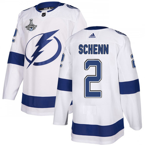 Adidas Tampa Bay Lightning Men #2 Luke Schenn White Road Authentic 2020 Stanley Cup Champions Stitched NHL Jersey->tampa bay lightning->NHL Jersey
